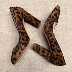 I,Crew Collection Calf Hair Leopard Print Block Heels (9)